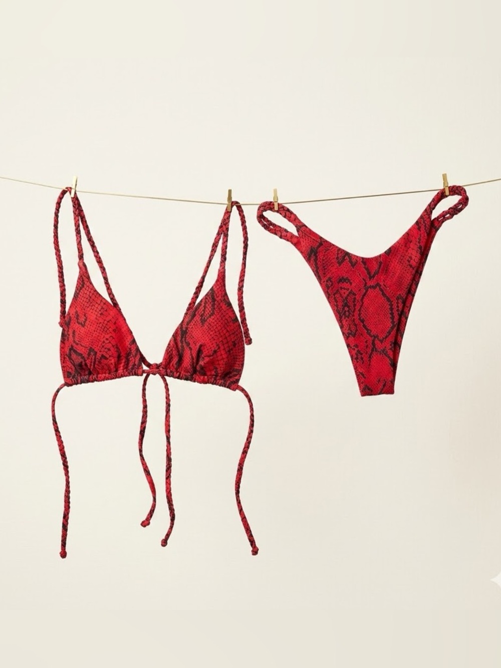 Trendy Snake Print Bikini Set | High-Cut Brazilian | Large Top | Medium bottoms